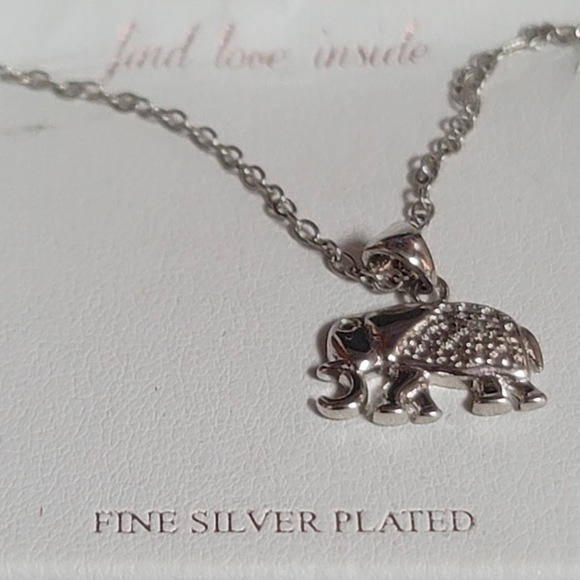 Bella Vie Fine Silver Plated pave Elephant Charm Necklace 16" - Picture 2 of 2